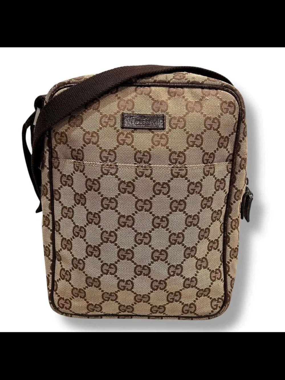 Gucci Beige & Brown GG Canvas Messenger Bag for Men